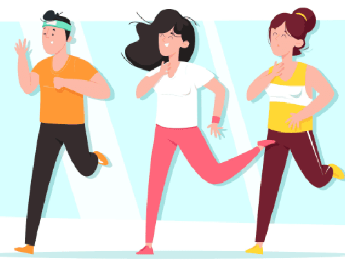 illustration of group running
