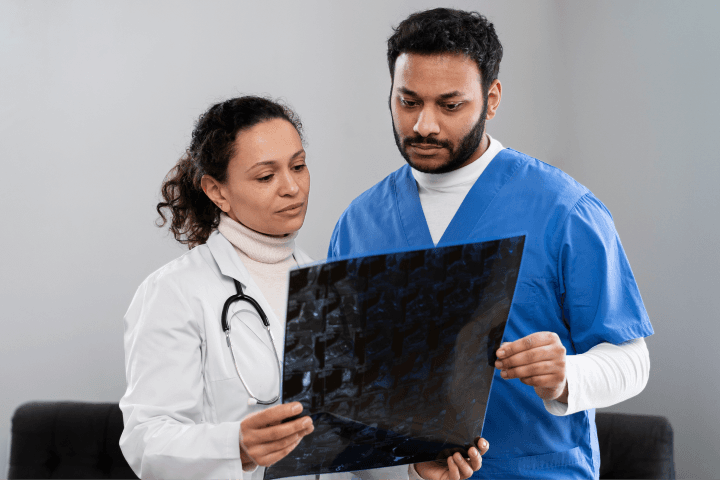 Nurse and Doctor looking at MRI
